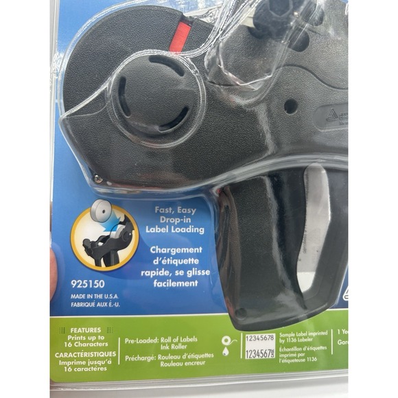 Monarch 1136 LABEL GUN 1136-01 Two Line Price Gun with 2 Packs Labels  EX - Picture 6 of 12
